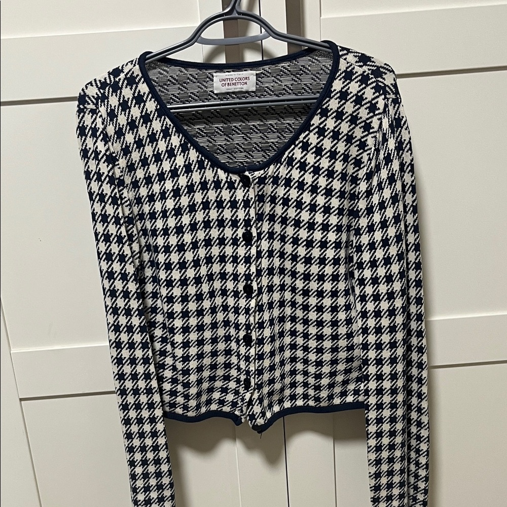 Black and White Houndstooth Cardigan